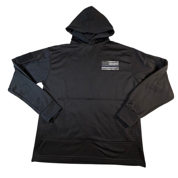 Rothco Thin Blue Line Concealed Carry Hoodie Black Pass-Through Pocket Men Sz Lg - Picture 1 of 6